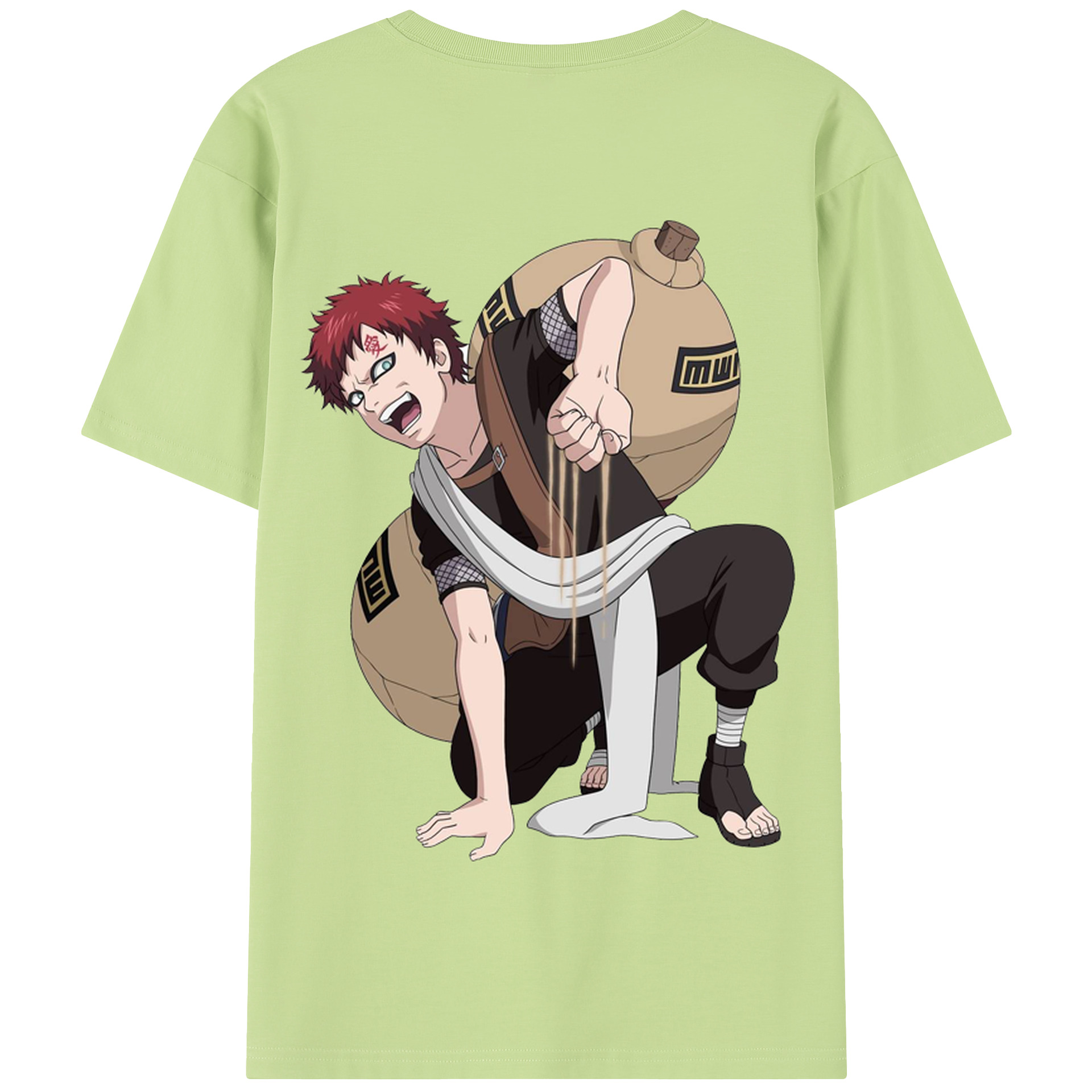 （画像用） NARUTO -ナルト- ガアラ Gaara 綿100％半袖Tシャツ（背面プリント）